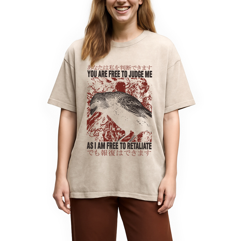 Modecanvas You Are Free To Judge Me DTG Printing Washed T-Shirt