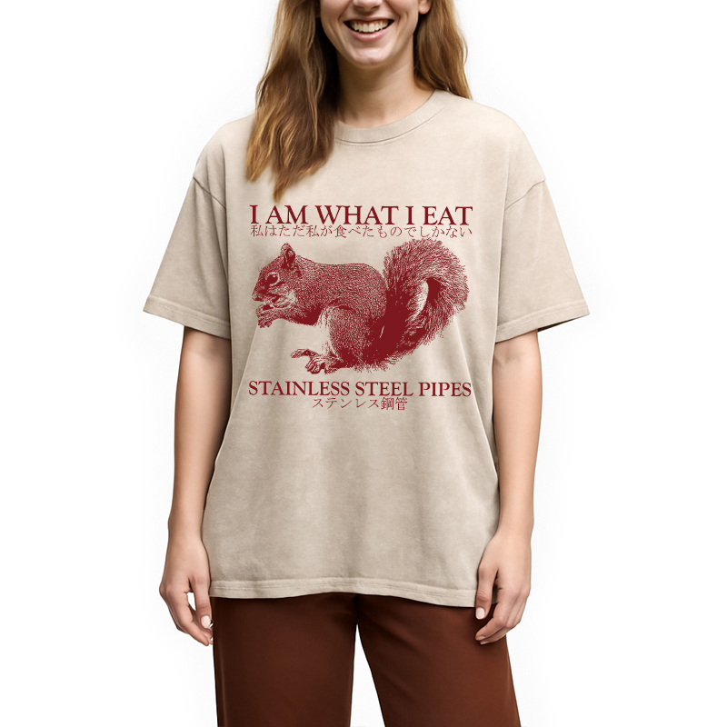 Modecanvas I Am What I Eat DTG Printing Washed T-Shirt