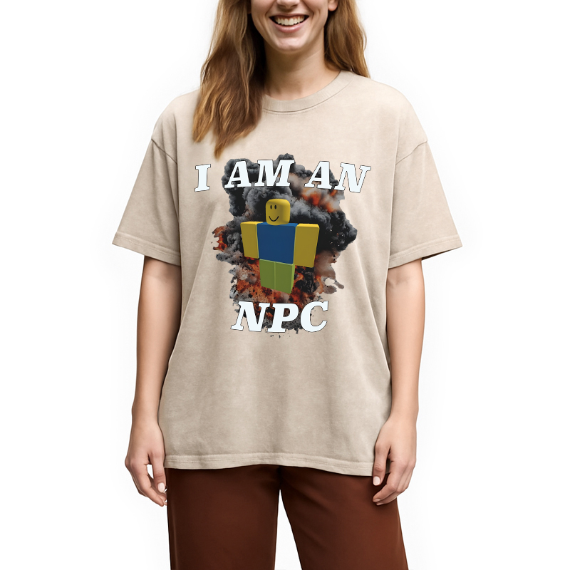 Modecanvas Roblox NPC Meme DTG Printing Washed T-Shirt