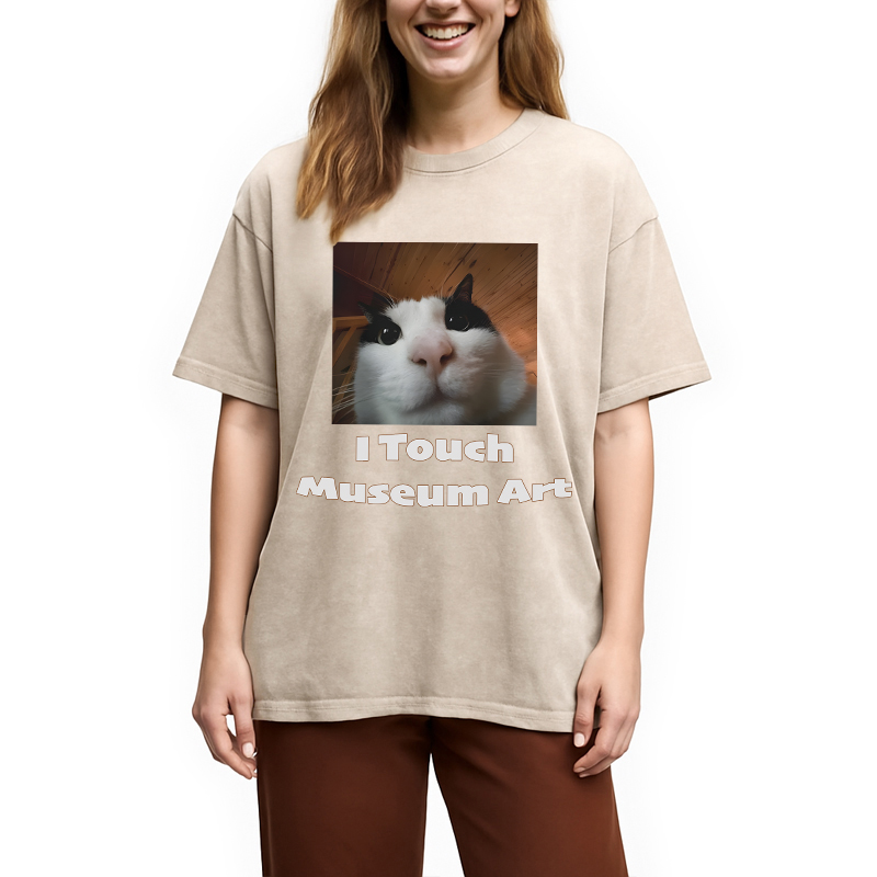 Modecanvas Museum Art Meme DTG Printing Washed T-Shirt