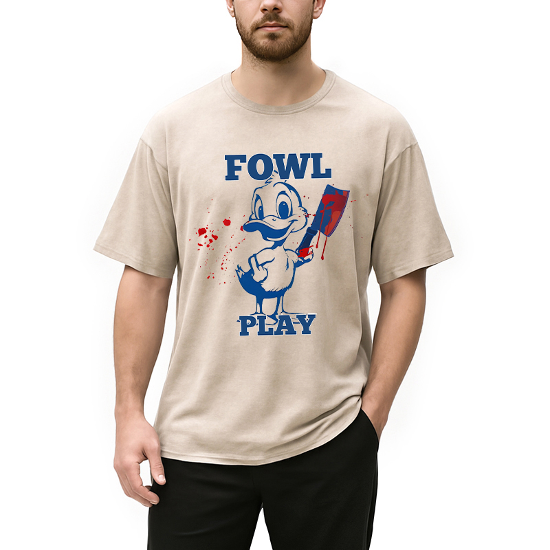 Modecanvas Fowl Play Duck DTG Printing Washed T-Shirt