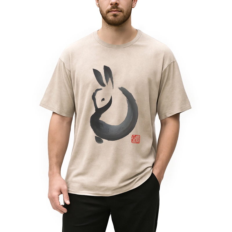 Modecanvas Ink Rabbit DTG Printing Washed T-Shirt