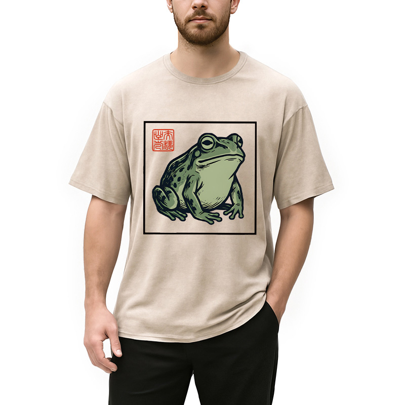 Modecanvas Zen Frog DTG Printing Washed T-Shirt