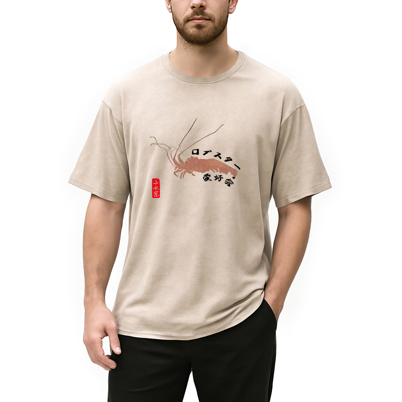 Modecanvas Lobster Lover Club DTG Printing Washed T-Shirt