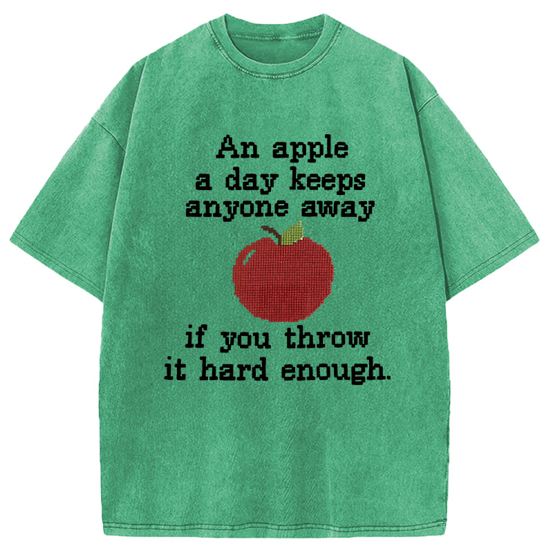 Modecanvas An Apple A Day DTG Printing Washed T-Shirt
