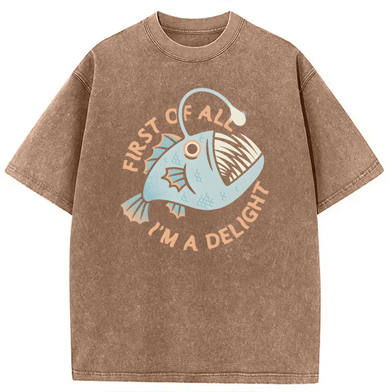 Modecanvas First Of All I'm A Delight DTG Printing Washed T-Shirt