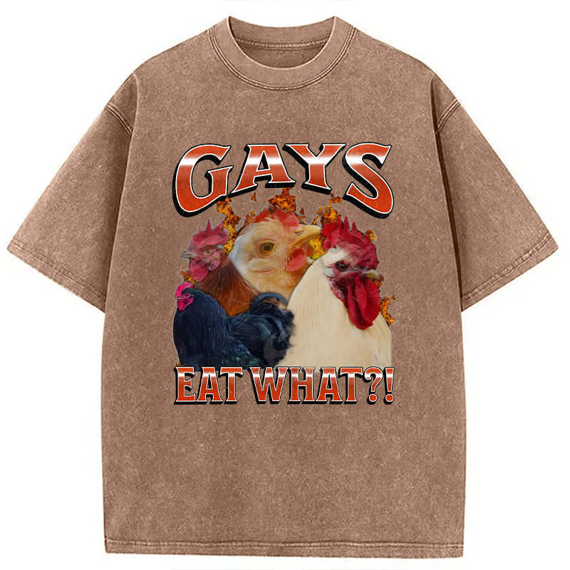 Modecanvas Gays Eat What?! DTG Printing Washed T-Shirt