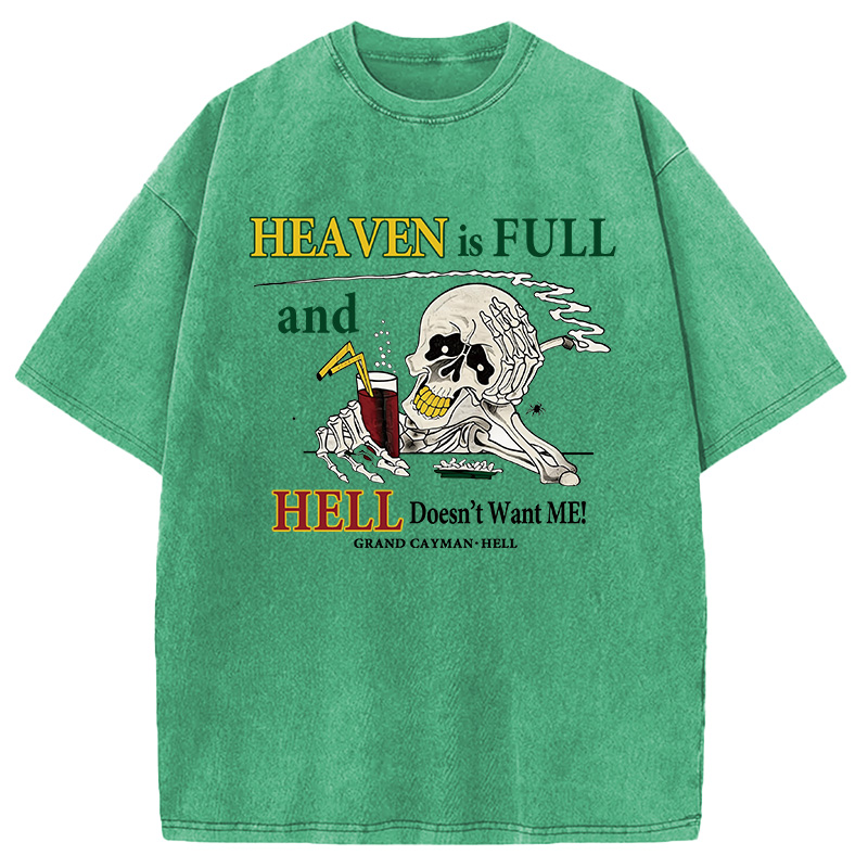 Modecanvas Heaven Is Full DTG Printing Washed T-Shirt