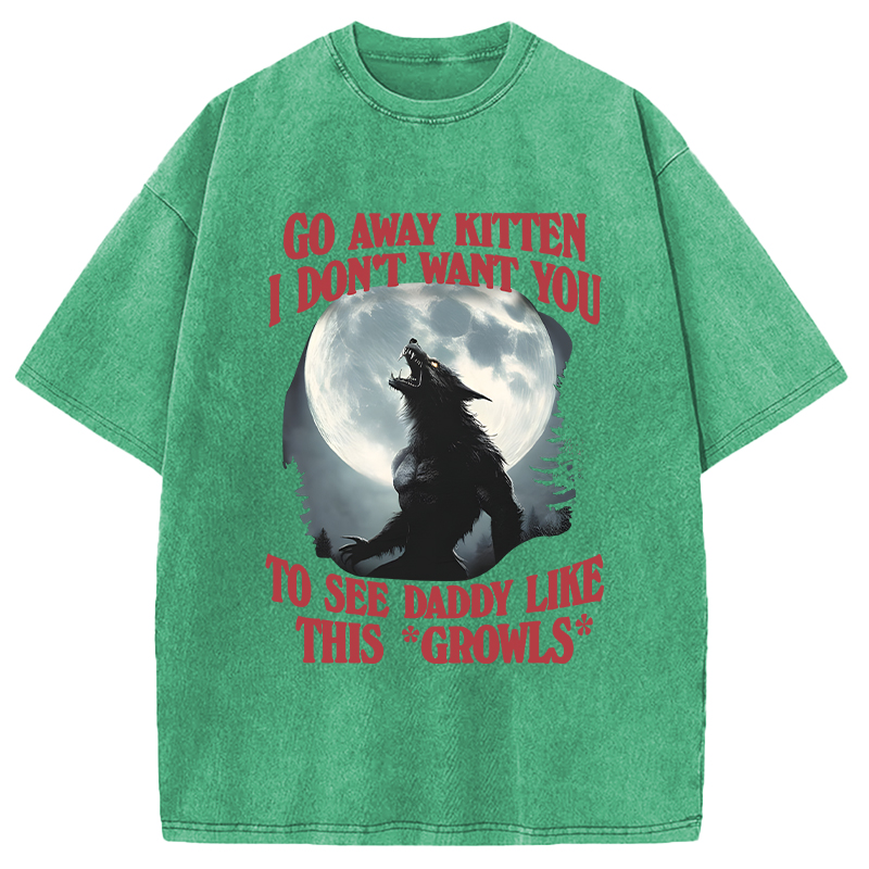 Modecanvas Go Away Kitten DTG Printing Washed T-Shirt