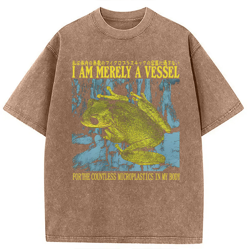 Modecanvas Funny Vintage Japanese Frog Washed T-Shirt-modecanvas