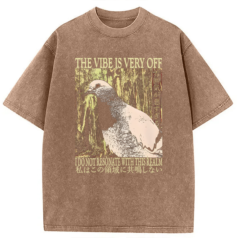 Modecanvas The Vibe is Very Off Washed T-Shirt-modecanvas