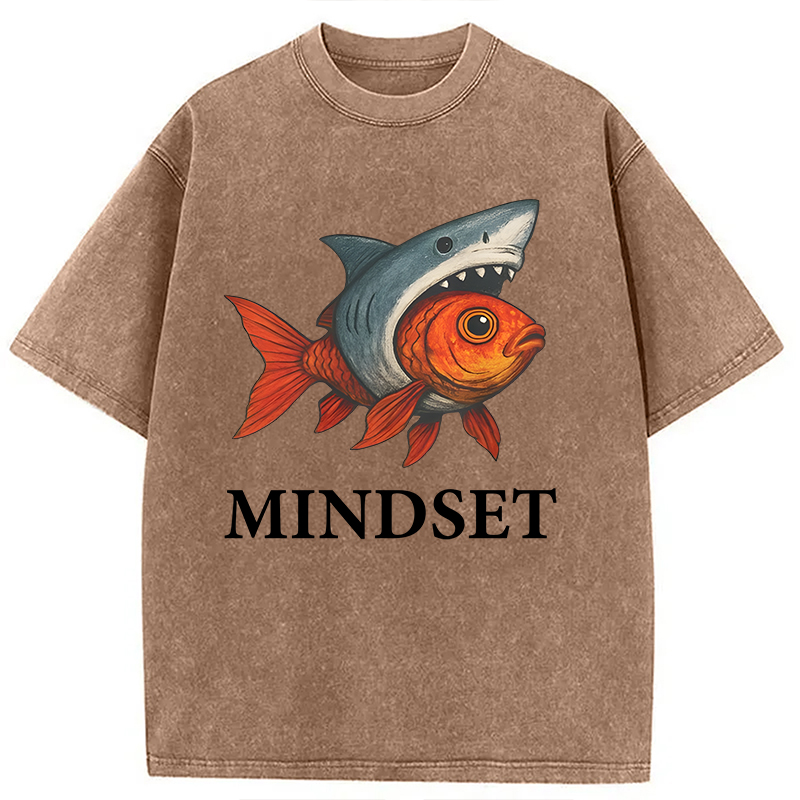 Modecanvas Goldfish Shark Mindset DTG Printing Washed T-Shirt