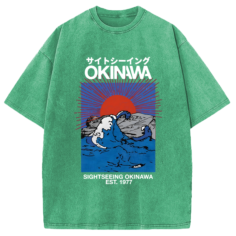 Modecanvas Sightseeing Okinawa DTG Printing Washed T-Shirt
