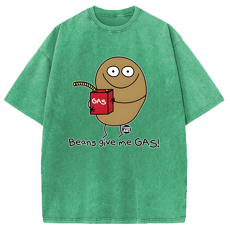 Modecanvas Beans Give Me Gas DTG Printing Washed T-Shirt