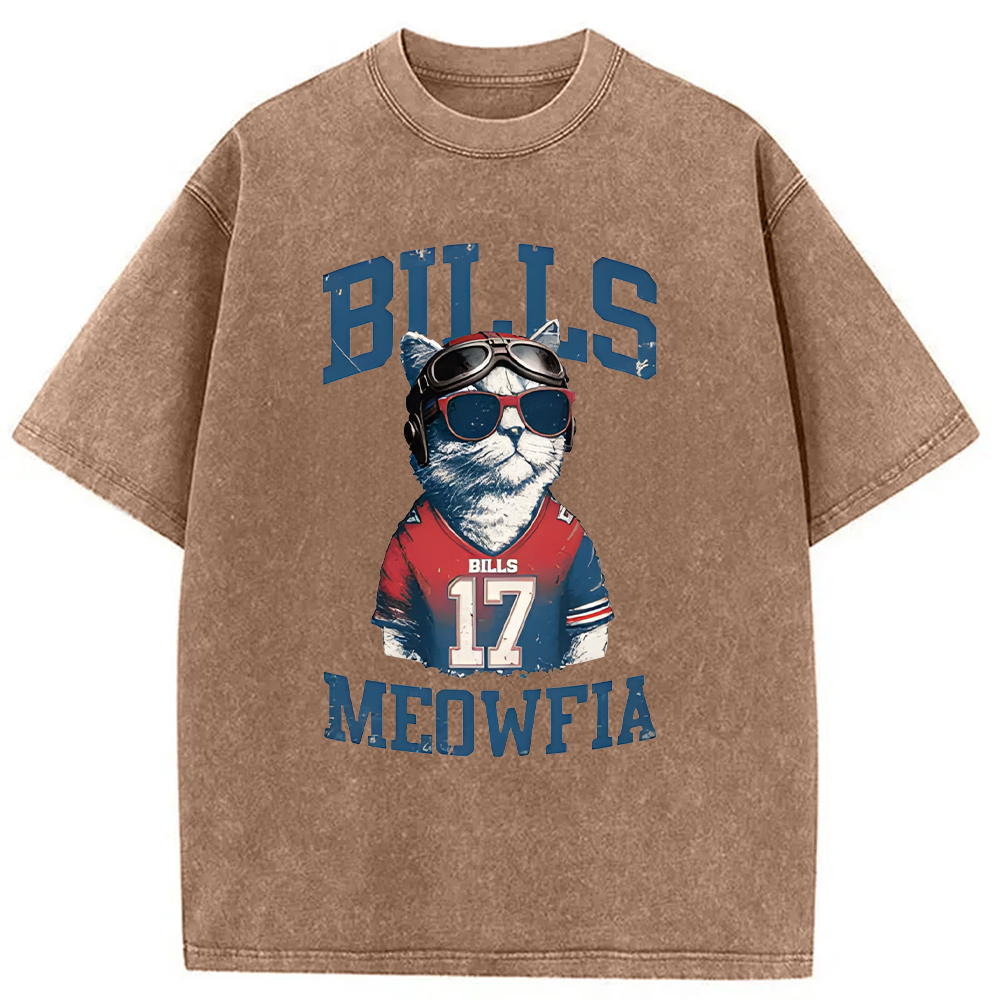 Modecanvas Bills Meowfia Cat DTG Printing Washed T-Shirt