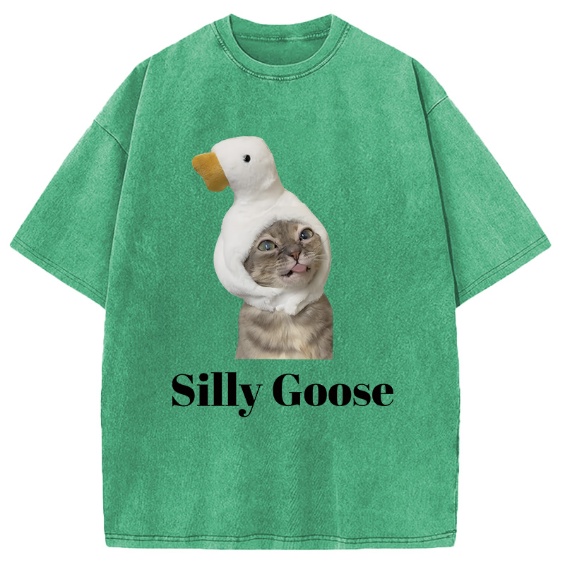 Modecanvas Goose Cat DTG Printing Washed T-Shirt