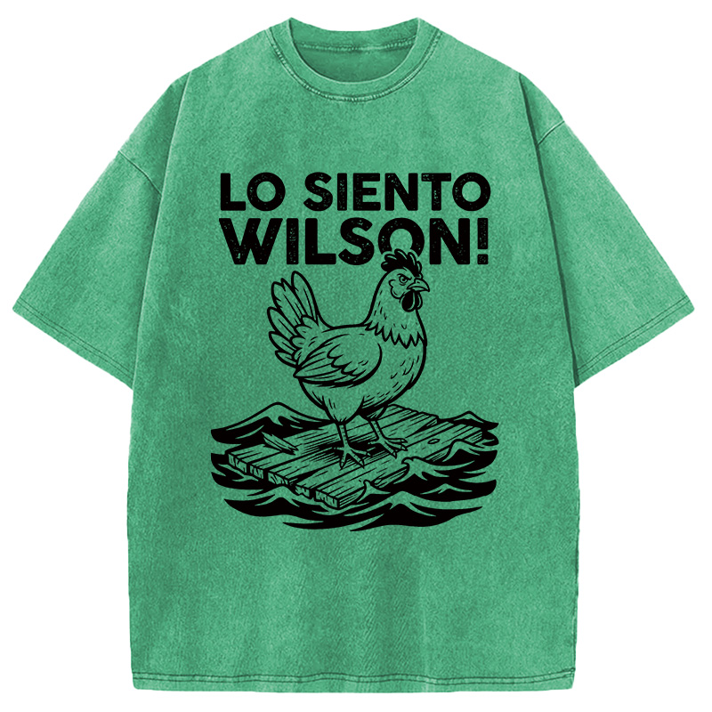 Modecanvas Lo Siento Wilson Chicken Meme DTG Printing Washed T-Shirt