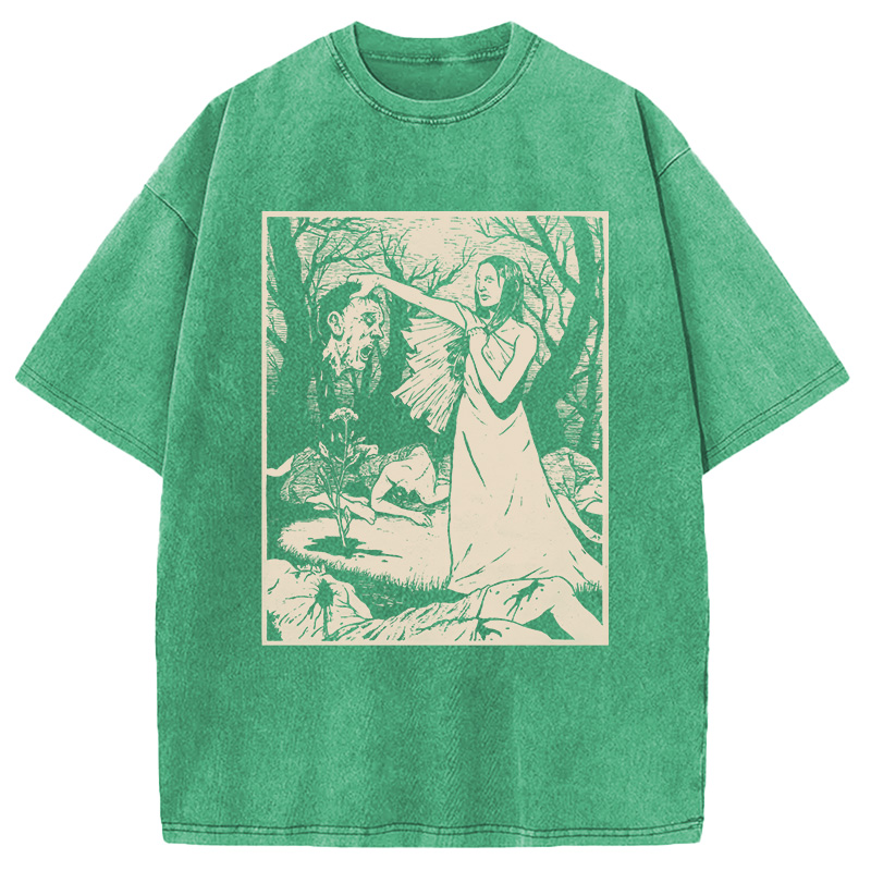 Modecanvas Headhunter Witch DTG Printing Washed T-Shirt