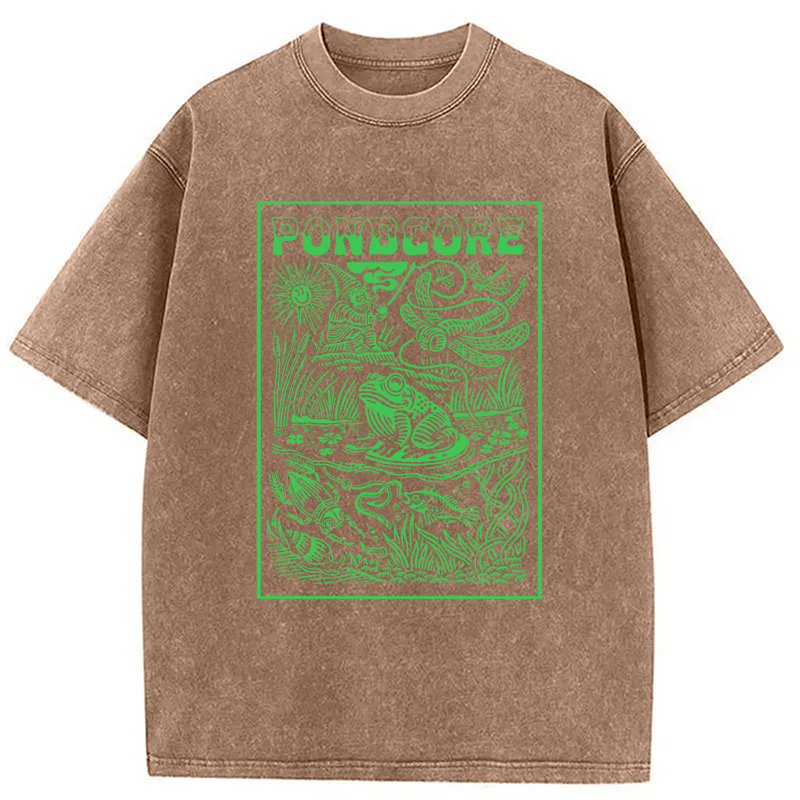Modecanvas Pondcore Frog DTG Printing Washed T-Shirt