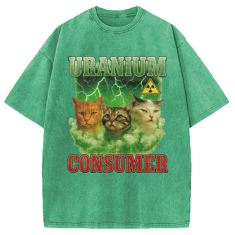Modecanvas Uranium Consumer Cat DTG Printing Washed T-Shirt