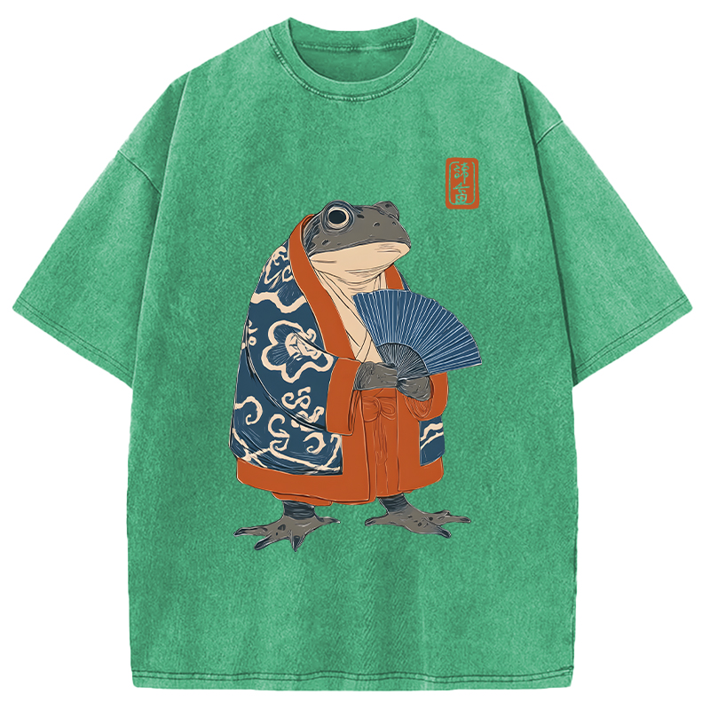 Modecanvas Frog Kimono DTG Printing Washed T-Shirt