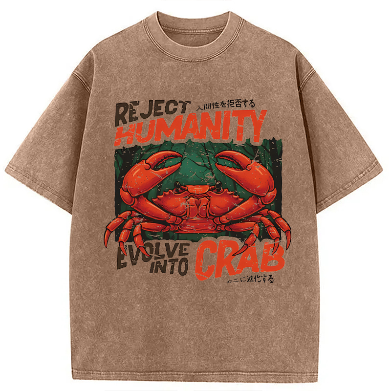 Modecanvas Horror Crab DTG Printing Washed T-Shirt
