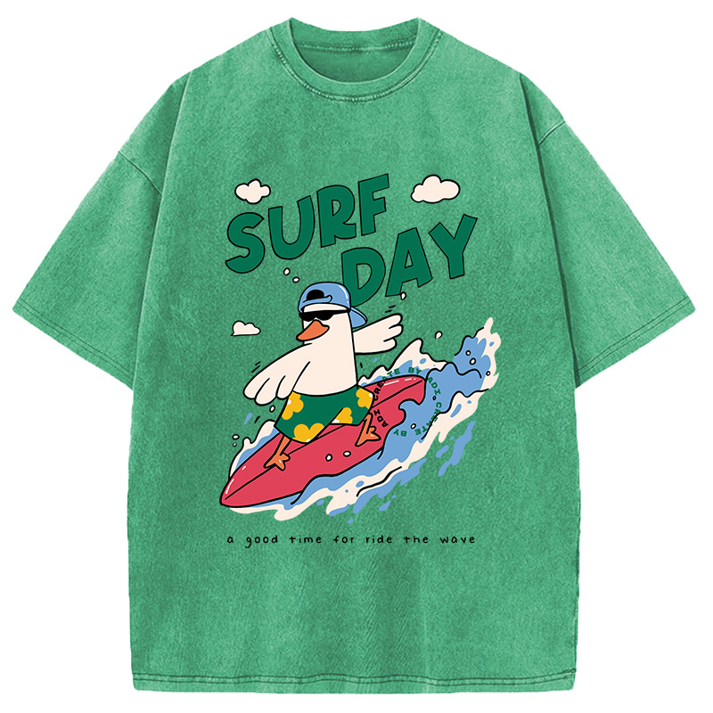 Modecanvas Surfing Duck DTG Printing Washed T-Shirt