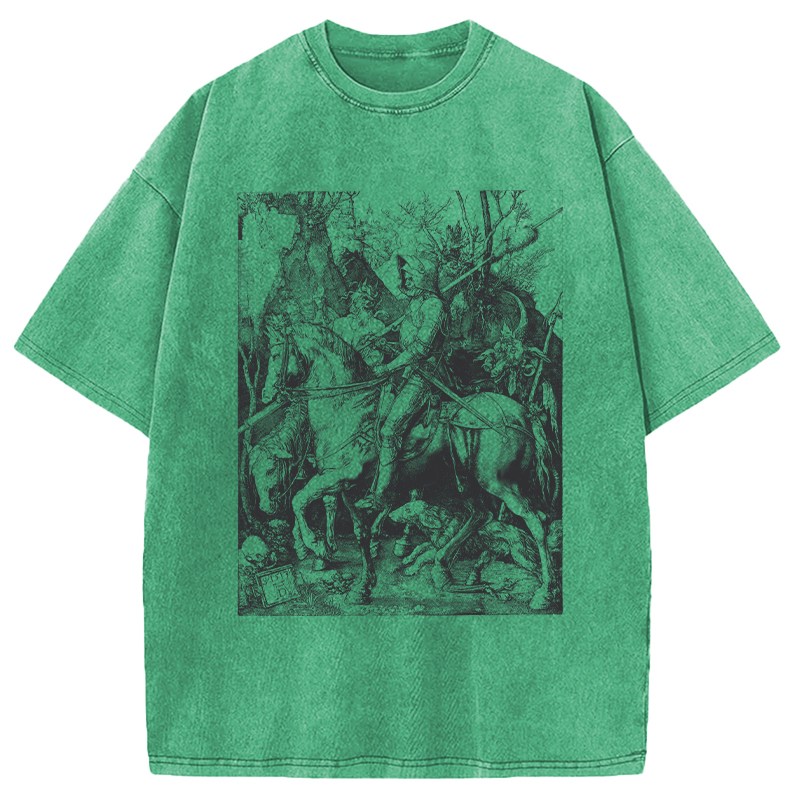 Modecanvas 90s Vintage Dark Art DTG Printing Washed T-Shirt