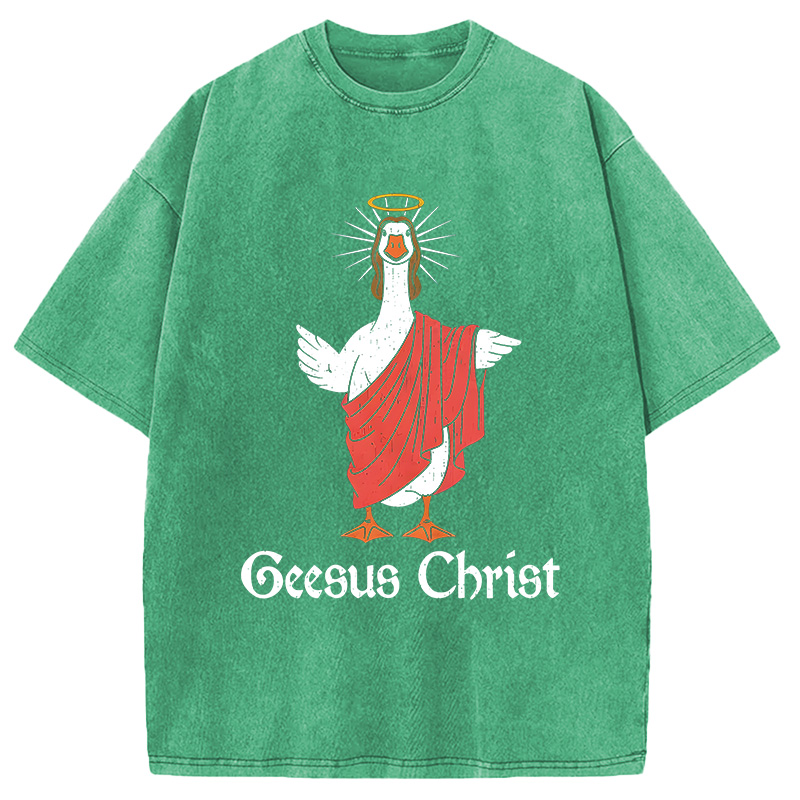 Modecanvas Geesus Christ Funny DTG Printing Washed T-Shirt