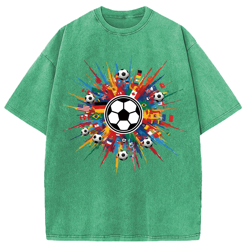 Modecanvas International Soccer Flags DTG Printing Washed T-Shirt