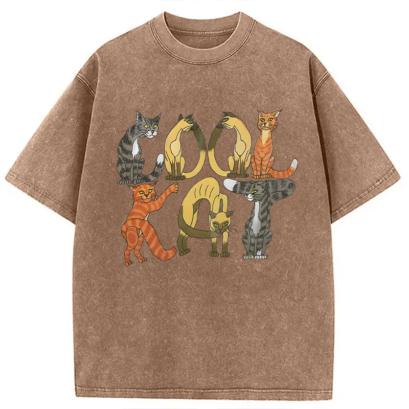 Modecanvas Cool Cat DTG Printing Washed T-Shirt