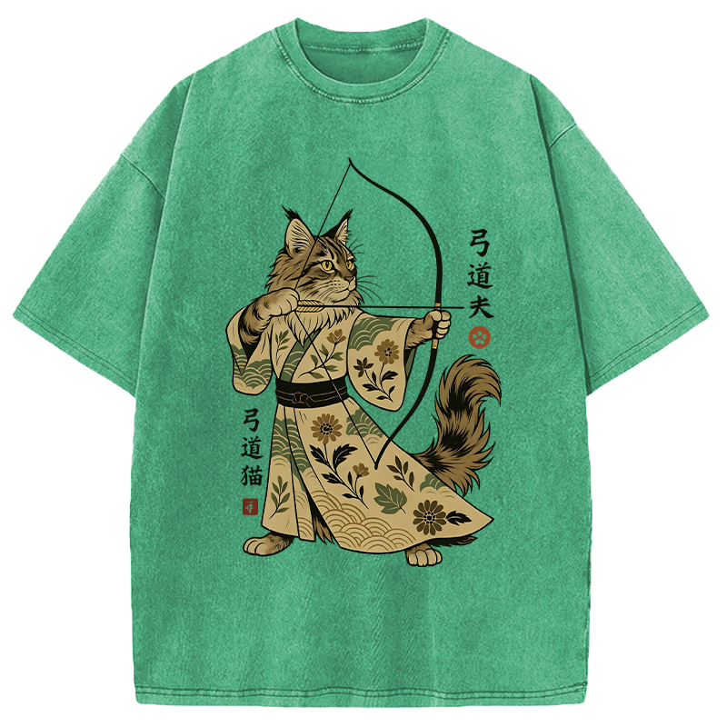 Modecanvas Archer Cat DTG Printing Washed T-Shirt