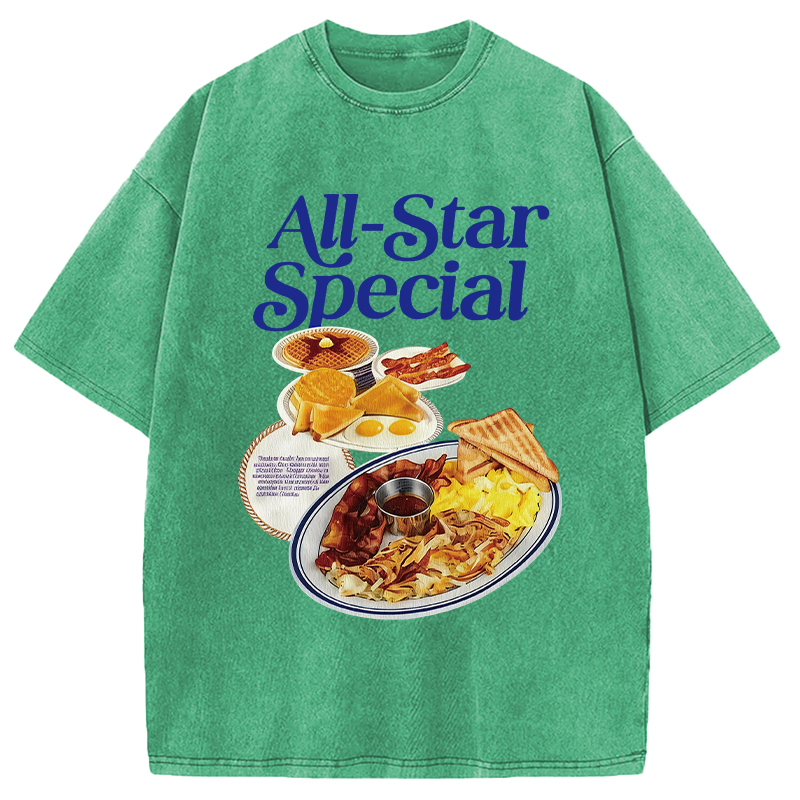 Modecanvas All-Star Special Breakfast DTG Printing Washed T-Shirt