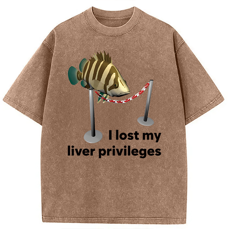Modecanvas Funny Fish Meme DTG Printing Washed T-Shirt