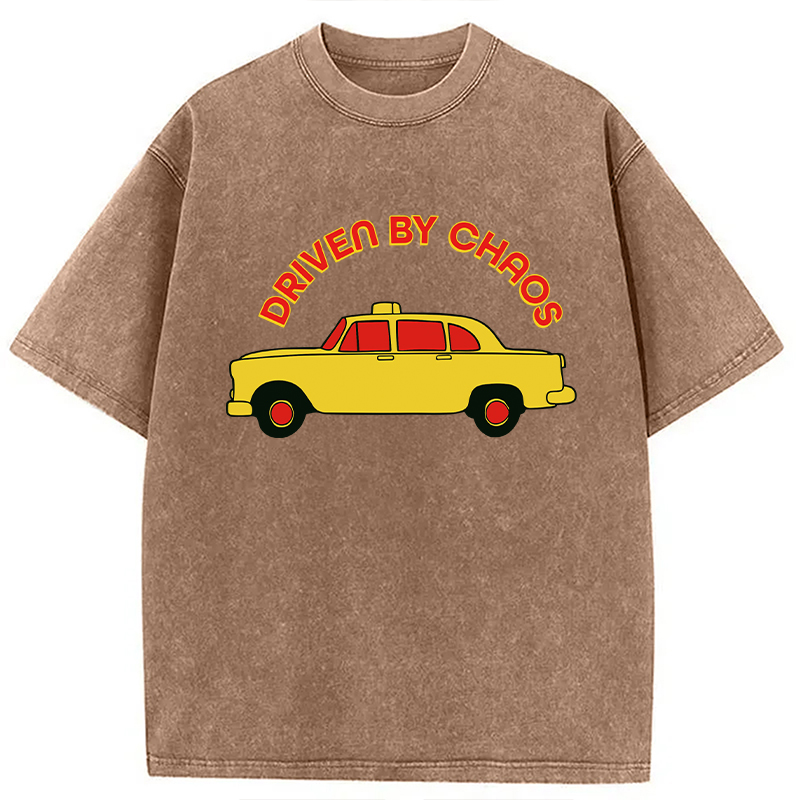 Modecanvas Vintage Taxi Pop Art DTG Printing Washed T-Shirt