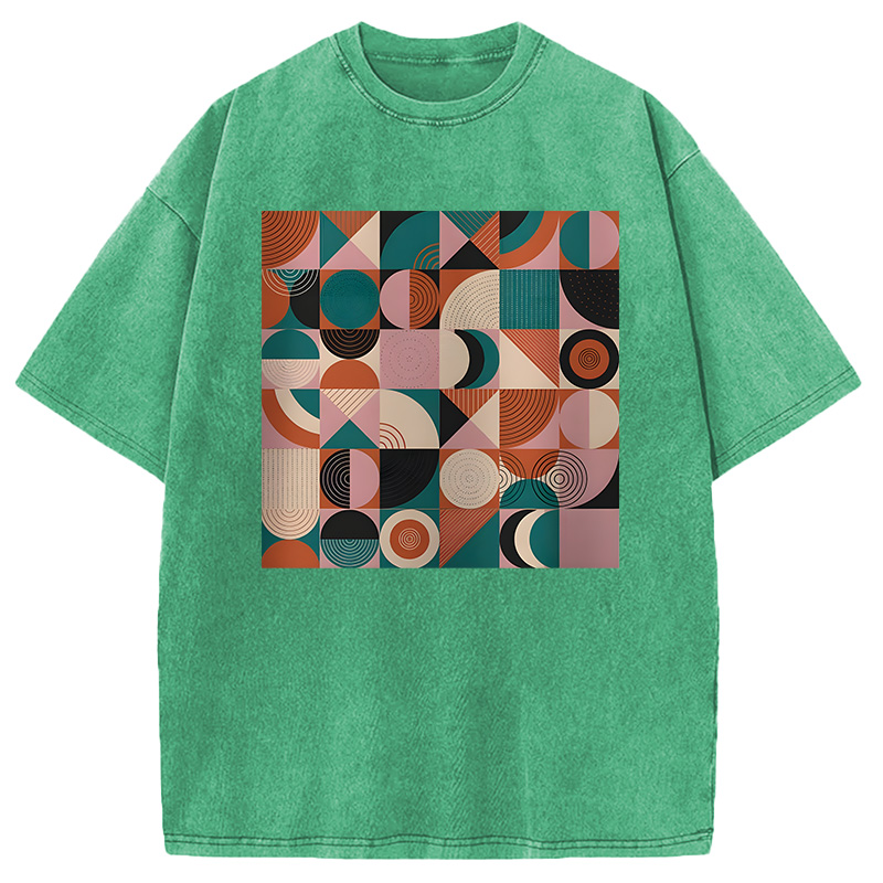 Modecanvas Abstract Geometric Art DTG Printing Washed T-Shirt