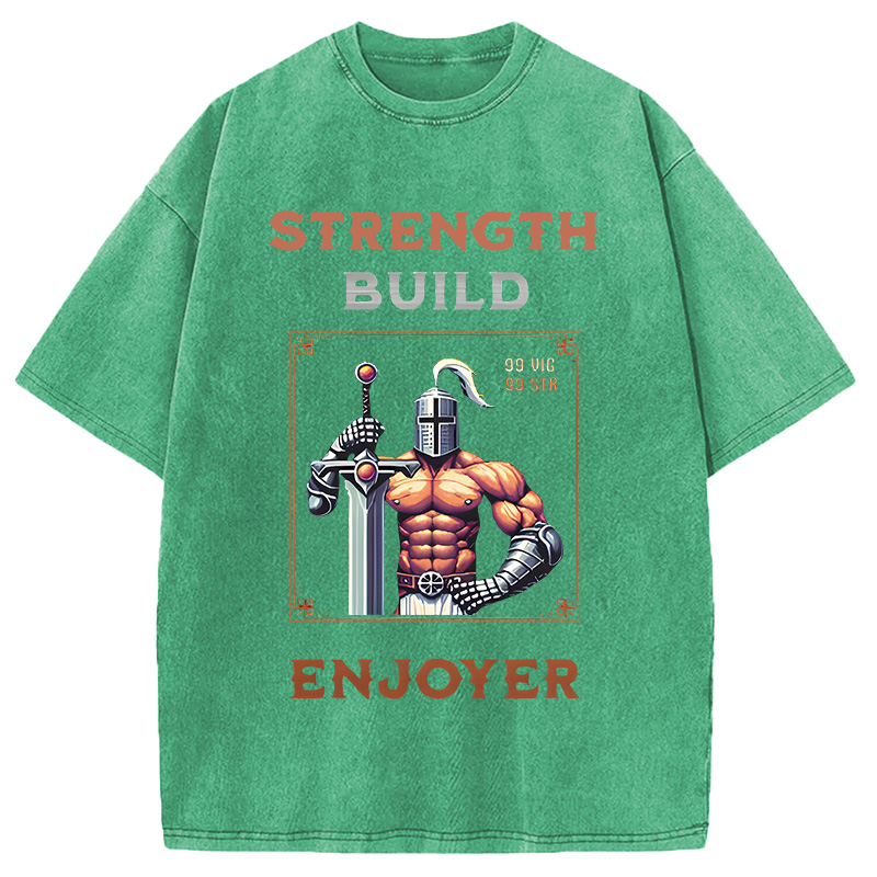 Modecanvas Strength Build Enjoyer Dank Souls Meme DTG Printing Washed T-Shirt