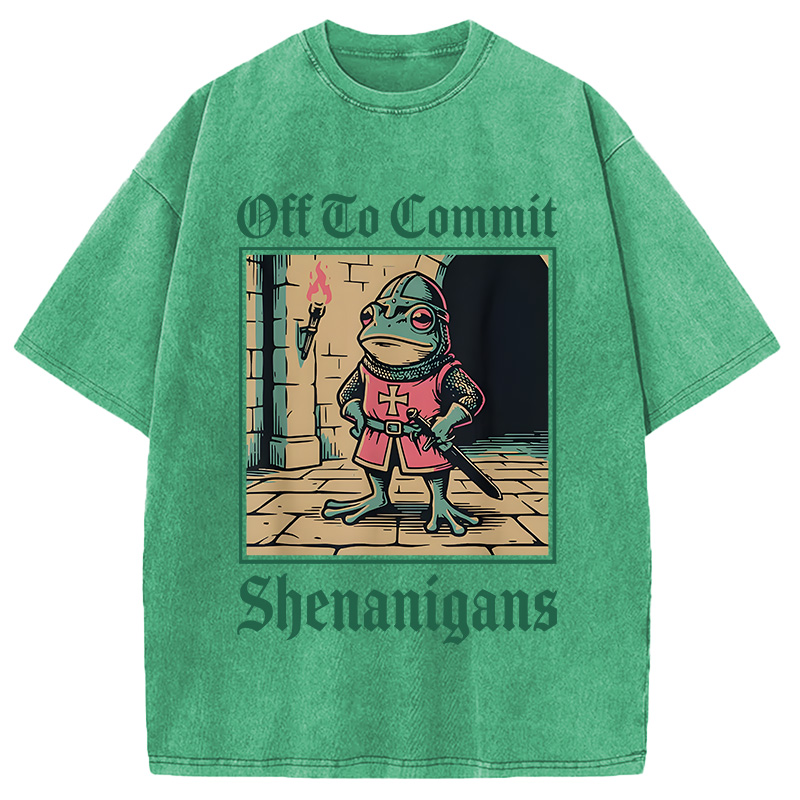 Modecanvas Off To Commit Shenanigans DTG Printing Washed T-Shirt