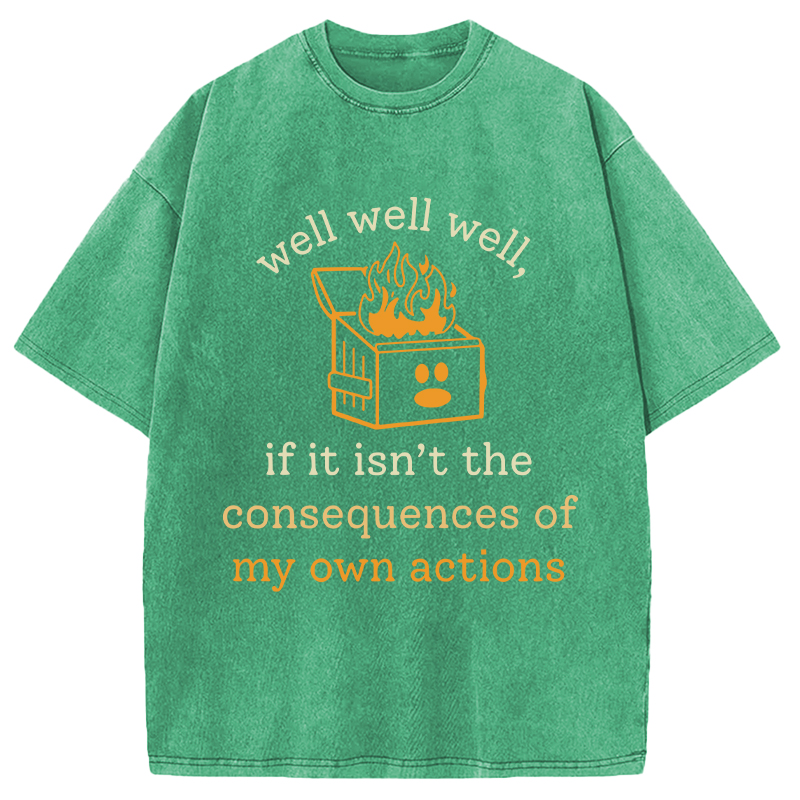 Modecanvas Dumpster Fire Self-Deprecating Humor DTG Printing Washed T-Shirt