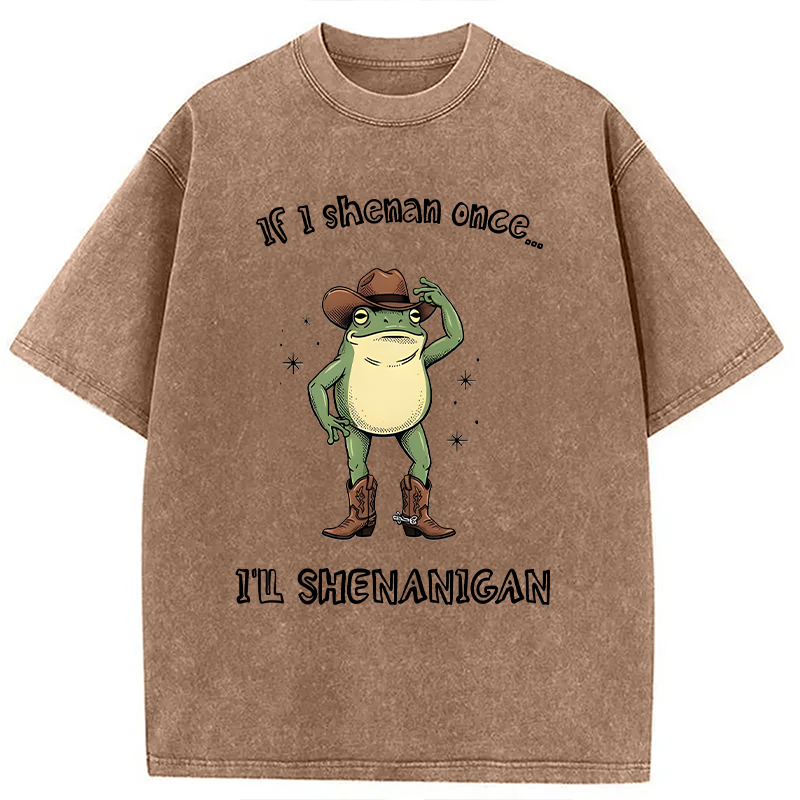 Modecanvas I ll Shenanigan Frog DTG Printing Washed T-Shirt