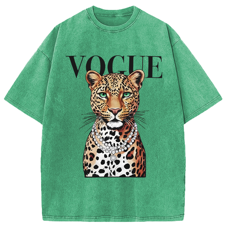 Modecanvas Glam Leopard DTG Printing Washed T-Shirt
