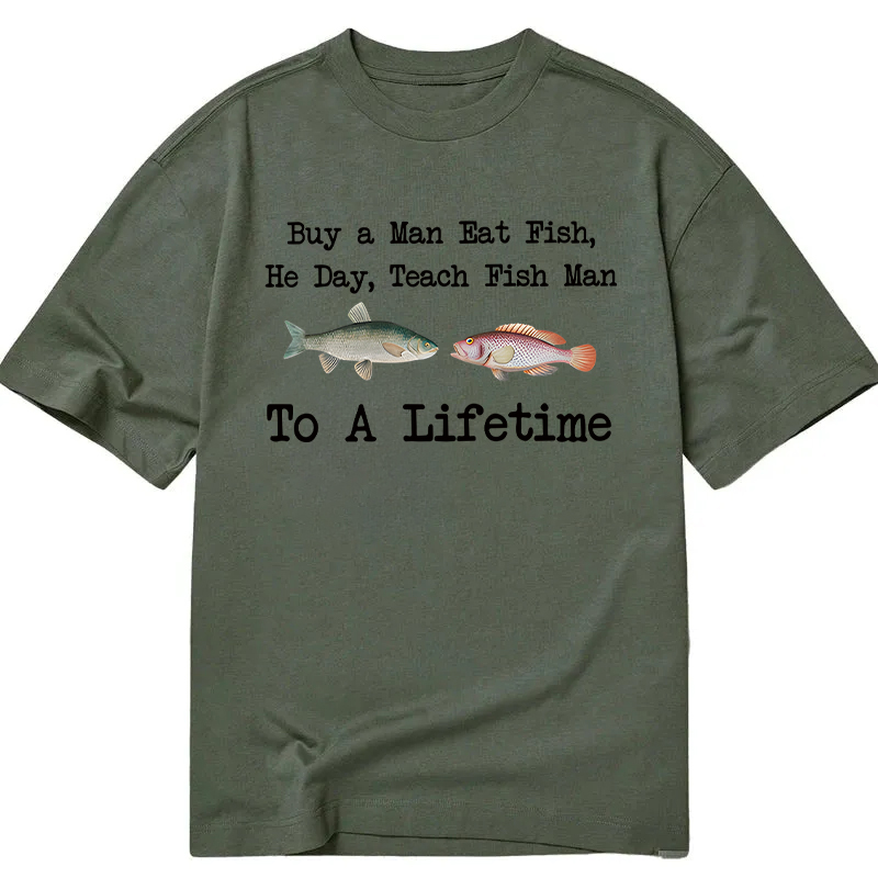 Modecanvas Buy a Man Eat Fish DTG Printing Classic T-Shirt-modecanvas