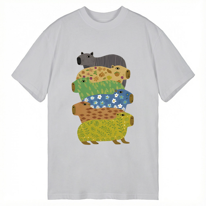 Modecanvas Colorful Capybaras DTG Printing Classic T-Shirt-modecanvas