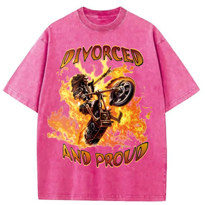 Modecanvas Divorced And Proud DTG Printing Washed T-Shirt