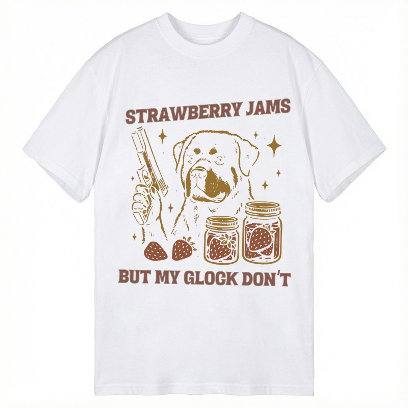 Modecanvas Strawberry Jams Dog DTG Printing Classic T-Shirt-modecanvas