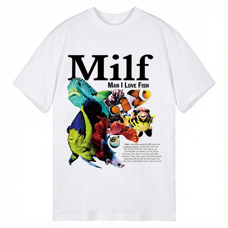 Modecanvas Man I Love Fish Vintage Meme DTG Printing Classic T-Shirt-modecanvas