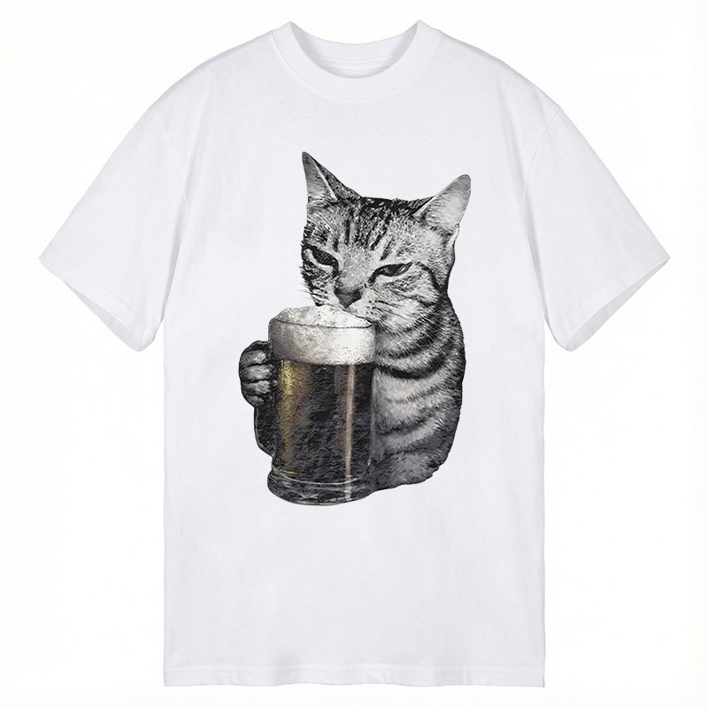 Modecanvas Cheers With The Cat DTG Printing Classic T-Shirt-modecanvas