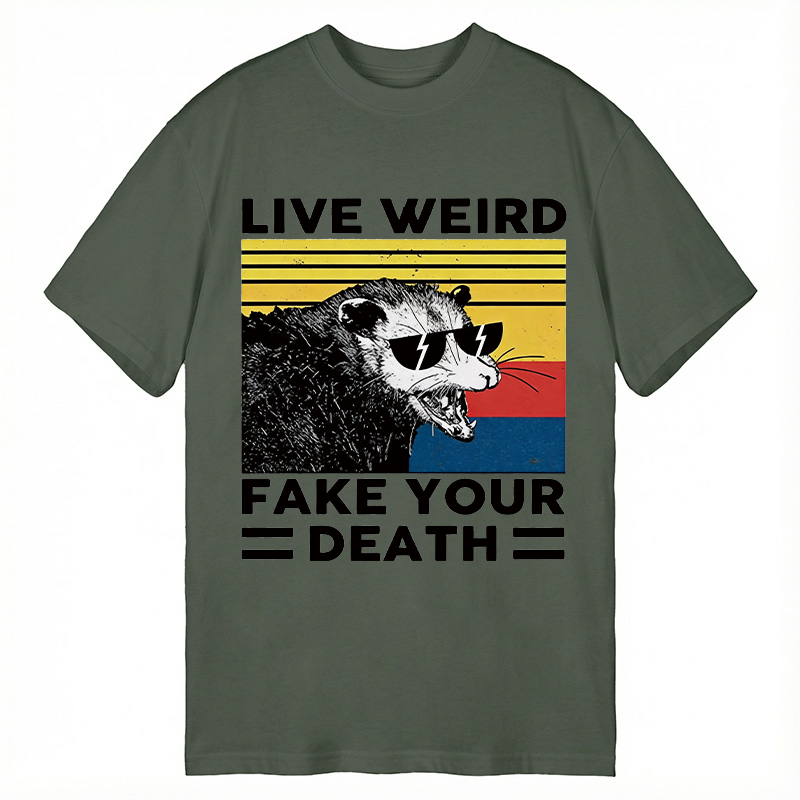 Modecanvas Live Weird Fake Your Death Possum DTG Printing Classic T-Shirt-modecanvas