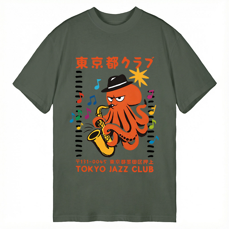 Modecanvas Japanese Octopus In Band DTG Printing Classic T-Shirt-modecanvas