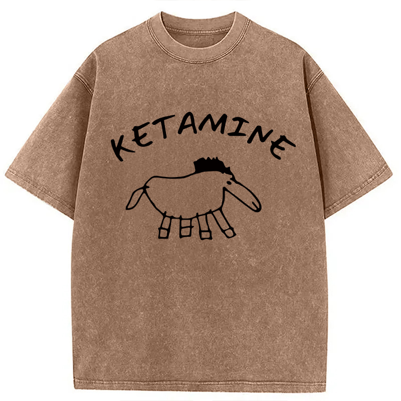 Modecanvas Ketamine Child Drawing DTG Printing Washed T-Shirt